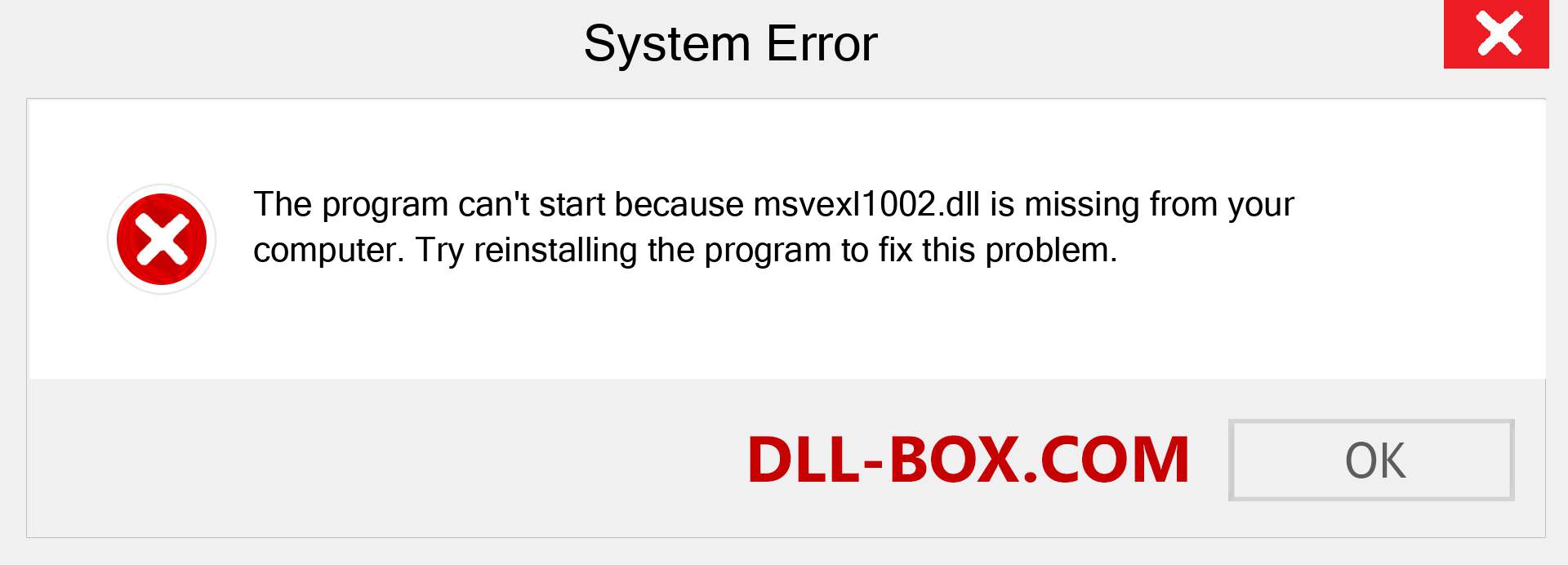  msvexl1002.dll file is missing?. Download for Windows 7, 8, 10 - Fix  msvexl1002 dll Missing Error on Windows, photos, images